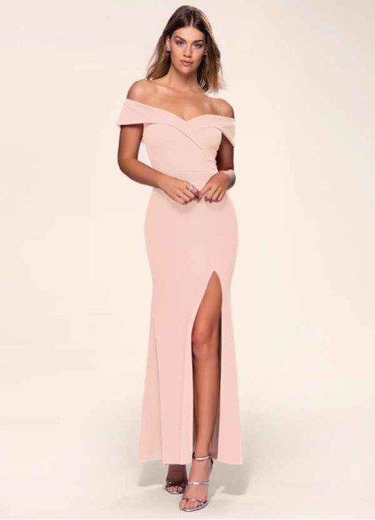 Blush Mark My Valentine Pink Stretch Crepe Maxi Dress Blush Mark My Valentine Pink Stretch Crepe Maxi Dress