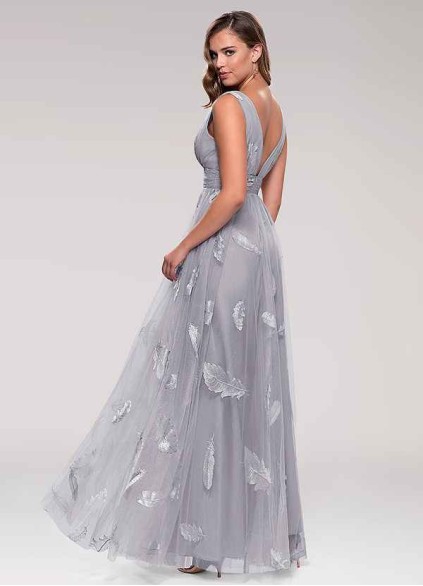 Blush Mark Lost In Paradise Grey Embroidery Tulle Maxi Dress Blush Mark Lost In Paradise Grey Embroidery Tulle Maxi Dress