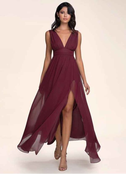 Blush Mark Dancing Queen Cabernet Chiffon Maxi Dress Blush Mark Dancing Queen Cabernet Chiffon Maxi Dress