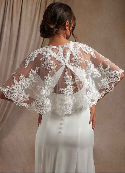 Onetaow Hephzibah Lace Tulle Wrap Onetaow Hephzibah Lace Tulle Wrap