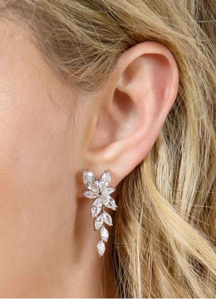 Floral Leaf Rhinestone Drop Earrings Floral Leaf Rhinestone Drop Earrings