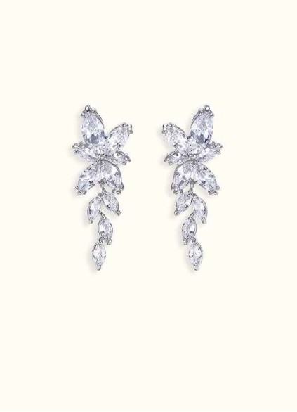 Floral Leaf Rhinestone Drop Earrings Floral Leaf Rhinestone Drop Earrings