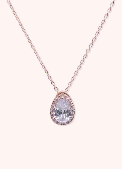 Haloed Pear Cubic Zirconia Pendant Necklace Haloed Pear Cubic Zirconia Pendant Necklace