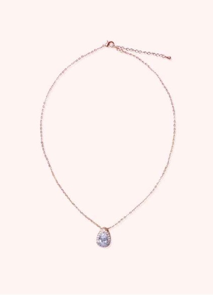 Haloed Pear Cubic Zirconia Pendant Necklace Haloed Pear Cubic Zirconia Pendant Necklace