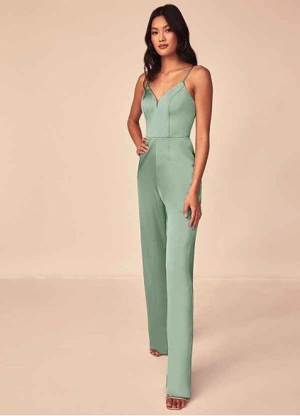 Onetaow Elizabella Stretch Satin Jumpsuit Onetaow Elizabella Stretch Satin Jumpsuit