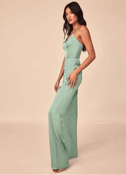 Onetaow Elizabella Stretch Satin Jumpsuit Onetaow Elizabella Stretch Satin Jumpsuit
