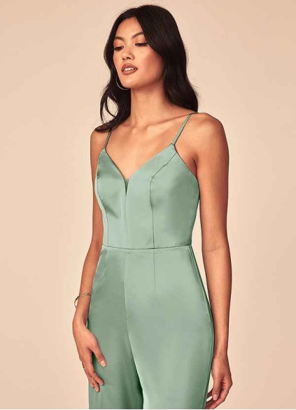 Onetaow Elizabella Stretch Satin Jumpsuit Onetaow Elizabella Stretch Satin Jumpsuit