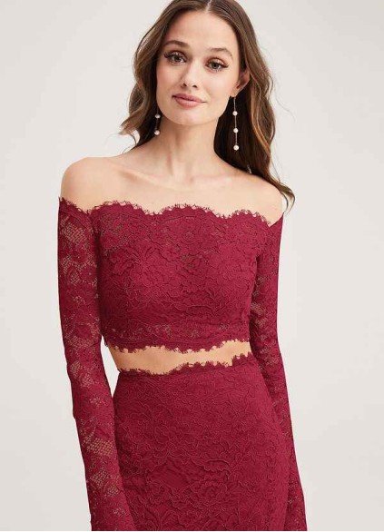 PT101 4 Pnina Tornai Signature Lace Long-sleeved Crop Top PT101 4 Pnina Tornai Signature Lace Long-sleeved Crop Top