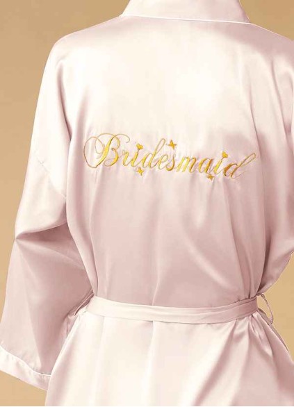 Pre-Wedding Embroidered Bridesmaid Satin Robe Pre-Wedding Embroidered Bridesmaid Satin Robe