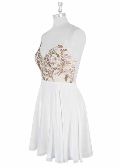 AZ Occasions Mini Embroidered Lace and Chiffon Skirt Dress AZ Occasions Mini Embroidered Lace and Chiffon Skirt Dress