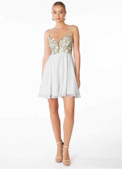 AZ Occasions Mini Embroidered Lace and Chiffon Skirt Dress AZ Occasions Mini Embroidered Lace and Chiffon Skirt Dress