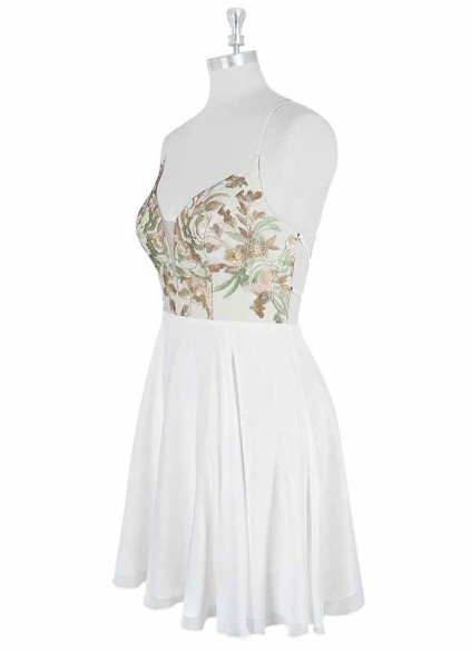 AZ Occasions Mini Embroidered Lace and Chiffon Skirt Dress AZ Occasions Mini Embroidered Lace and Chiffon Skirt Dress