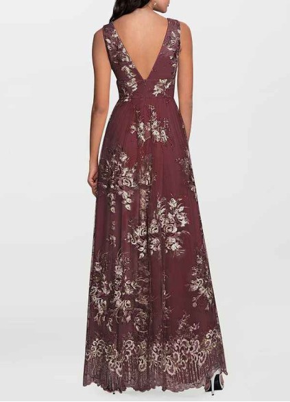 AZ Occasions Romantic Adventure Cabernet Embroidery Tulle Maxi Dress AZ Occasions Romantic Adventure Cabernet Embroidery Tulle Maxi Dress