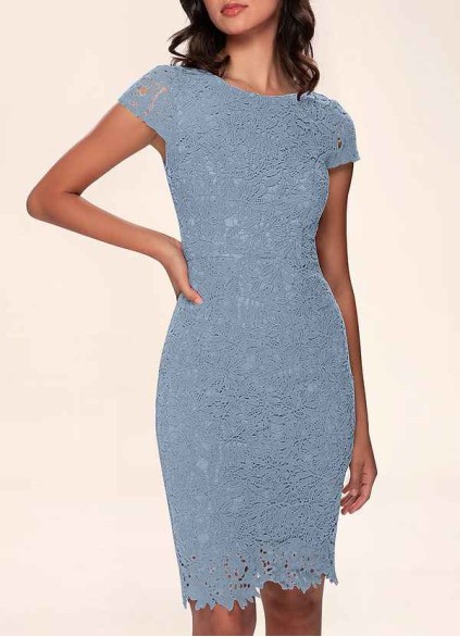 AZ Occasions Heavenly Kiss Dusty Blue Lace Bodycon Short Dress AZ Occasions Heavenly Kiss Dusty Blue Lace Bodycon Short Dress