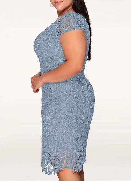 AZ Occasions Heavenly Kiss Dusty Blue Lace Bodycon Short Dress AZ Occasions Heavenly Kiss Dusty Blue Lace Bodycon Short Dress