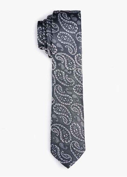 Men's White Paisley Skinny Tie Men's White Paisley Skinny Tie