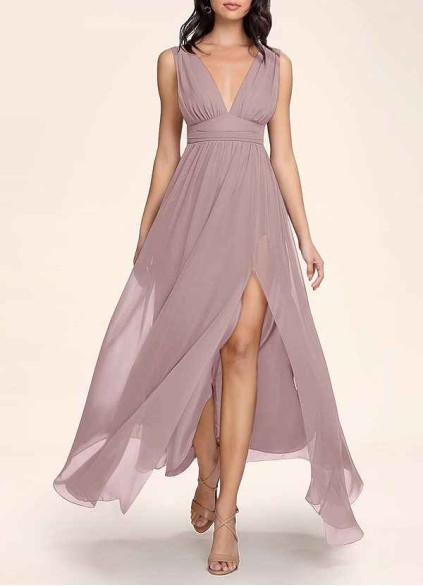 AZ Occasions Dancing Queen Vintage Mauve Chiffon Maxi Dress AZ Occasions Dancing Queen Vintage Mauve Chiffon Maxi Dress