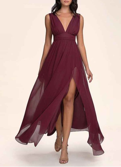 AZ Occasions Dancing Queen Cabernet Chiffon Maxi Dress AZ Occasions Dancing Queen Cabernet Chiffon Maxi Dress