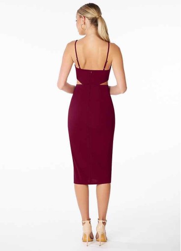 AZ Occasions Midi Stretch Crepe Dress with Side Cutouts and Slit