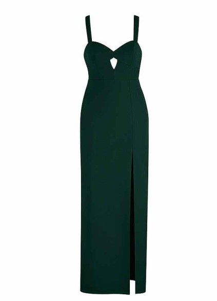 AZ Occasions Maxi Stretch Crepe Dress with Keyhole and Slit AZ Occasions Maxi Stretch Crepe Dress with Keyhole and Slit