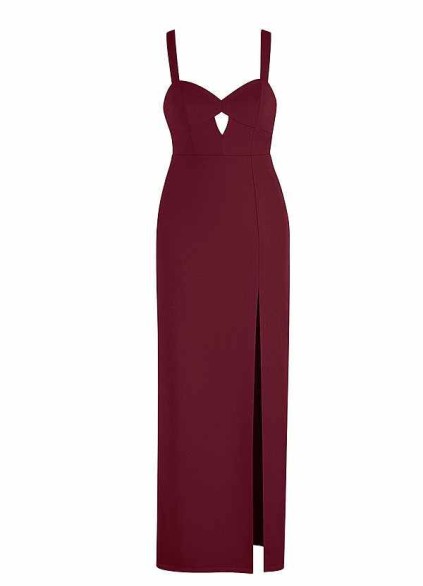 AZ Occasions Maxi Stretch Crepe Dress with Keyhole and Slit AZ Occasions Maxi Stretch Crepe Dress with Keyhole and Slit