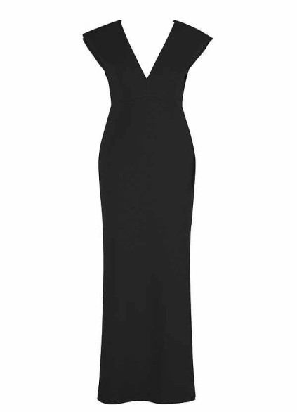 AZ Occasions Maxi Crepe Dress with V Neckline and Cap Sleeves AZ Occasions Maxi Crepe Dress with V Neckline and Cap Sleeves