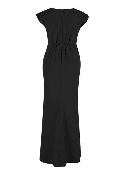 AZ Occasions Maxi Crepe Dress with V Neckline and Cap Sleeves AZ Occasions Maxi Crepe Dress with V Neckline and Cap Sleeves