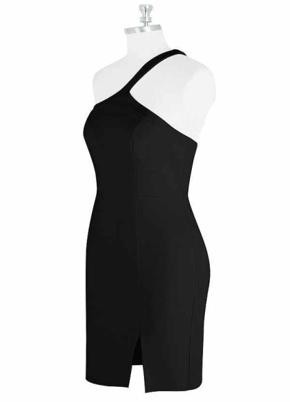 AZ Occasions Mini Stretch Crepe Dress with One Shoulder Strap AZ Occasions Mini Stretch Crepe Dress with One Shoulder Strap