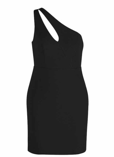 AZ Occasions Mini One Shoulder Stretch Crepe Dress with Keyhole