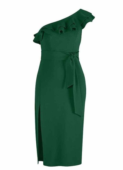 AZ Occasions One Shoulder Ruffle Midi Dress AZ Occasions One Shoulder Ruffle Midi Dress