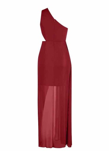 AZ Occasions Mesh One Shoulder Side Cutout Draped Dress