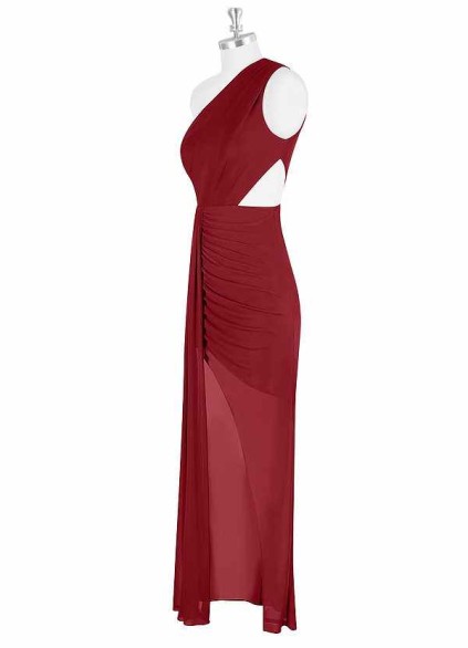 AZ Occasions Mesh One Shoulder Side Cutout Draped Dress AZ Occasions Mesh One Shoulder Side Cutout Draped Dress